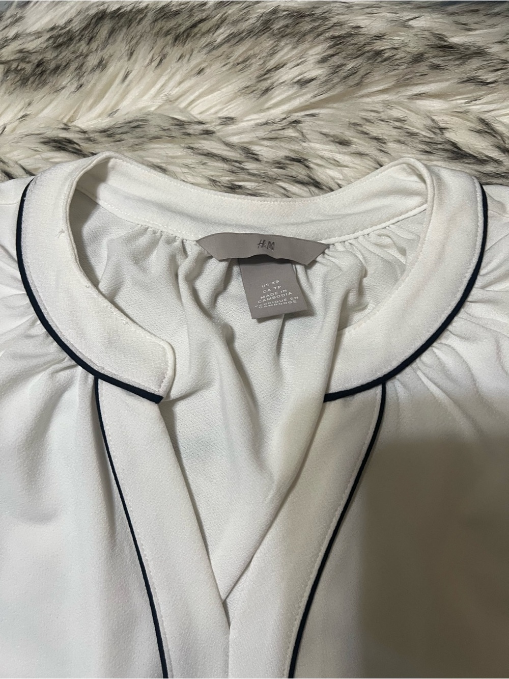 H&M White Blouse with Black Trim